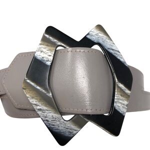Lucia Double Leather Belt with Double Diamond‎ Shaped Buckle S/M